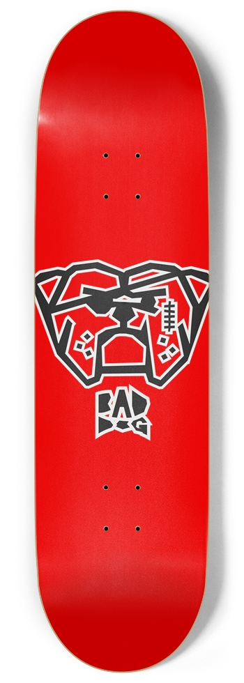 Bad Dog whie ouline centered on red 9 Inch Skateboard