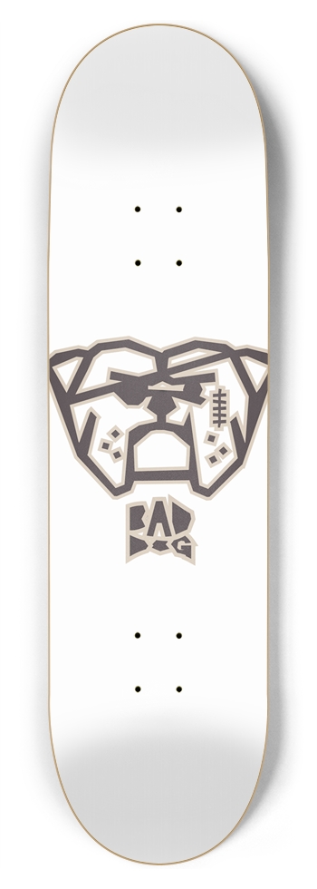 Bad Dog with white outline on white 8-3/4 Inch Skateboard