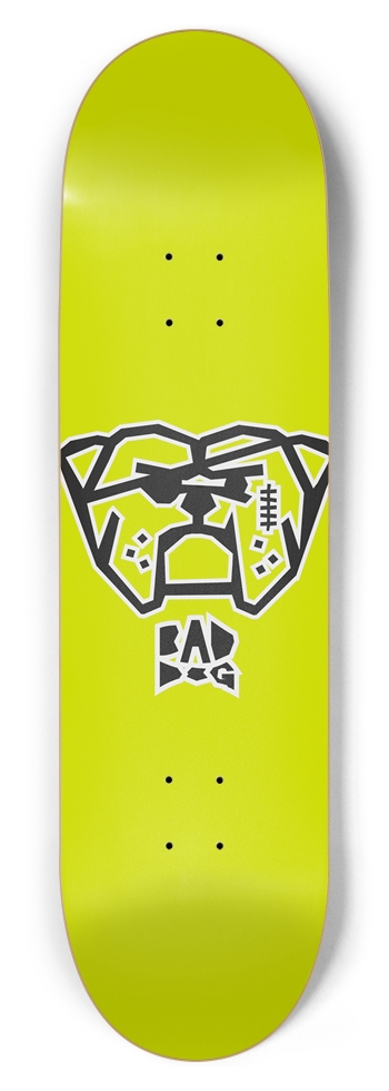 Bad Dog with white outline on lime 8-3/4 Inch Skateboard
