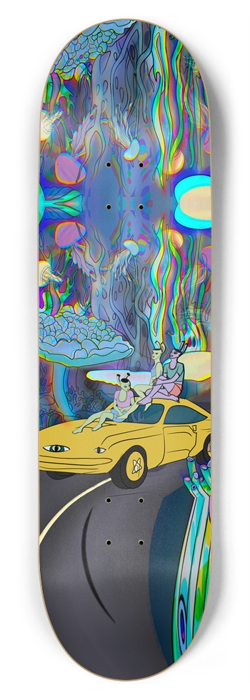 Psychedelic Car 4 Girls Trip - Vibrant Abstract 8-3/4 Inch Skateboard