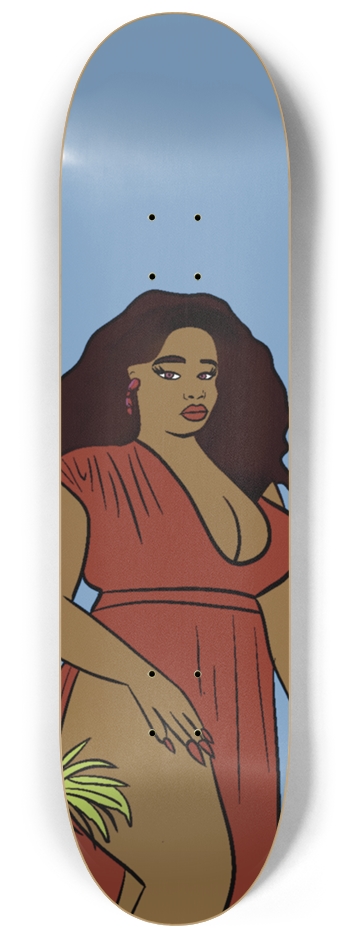 Elegant Red Dress Striking Beauty Design 8-1/4 Skateboard Deck