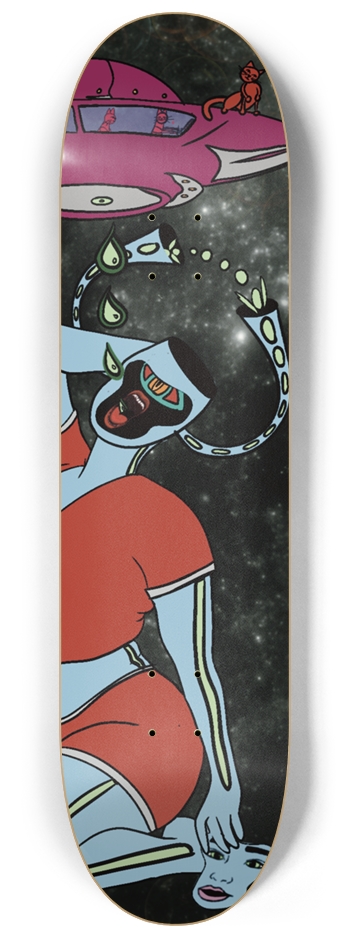 Alien Reveal - UFO with Cats Design - 7-Ply Maple 8-1/4 Skateboard Deck