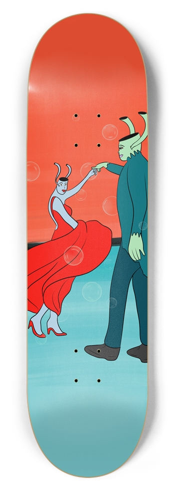 Dancing Duo - Vibrant Red and Blue Skateboard Deck 8-3/4 Inch Skateboard
