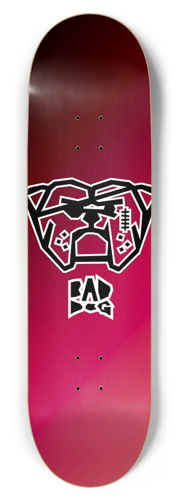 Bad Dog logo white outline on maroon gradient 8-3/4 Inch Skateboard