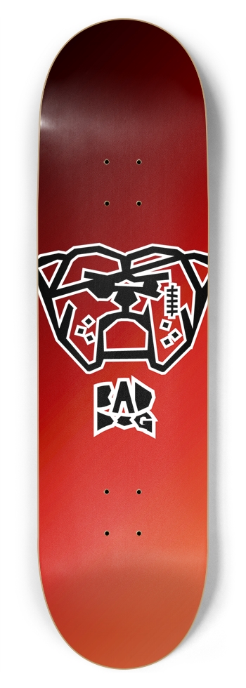 Bad Dog logo white outline on red gradient 8-3/4 Inch Skateboard