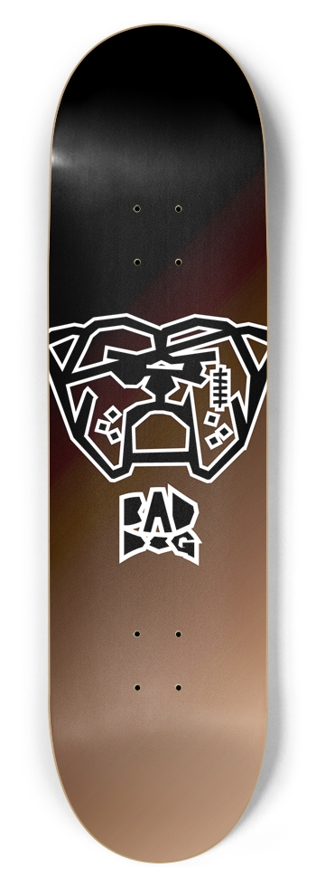 Bad Dog logo white outline on brown gradient 8-3/4 Inch Skateboard