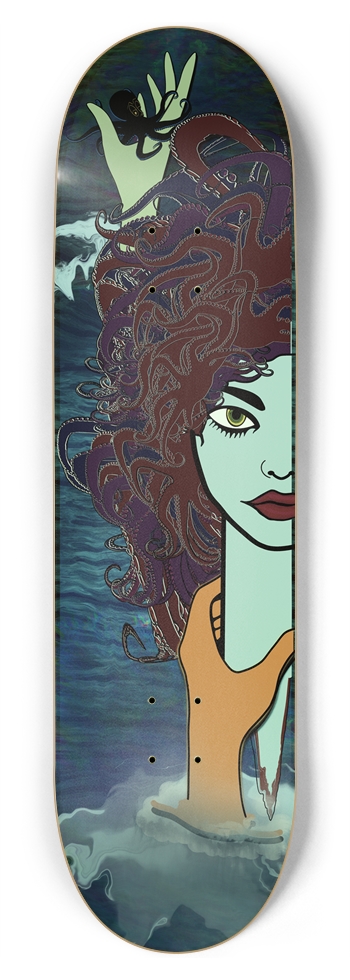 Surreal Octopus Glow in the Dark Fantasy Skatebord 8-3/4 Inch Skateboard
