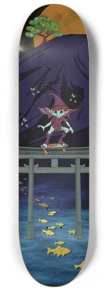 Whimsical Elf Fantasy Glow in the Dark Skateboard 8-1/4 Skateboard Deck