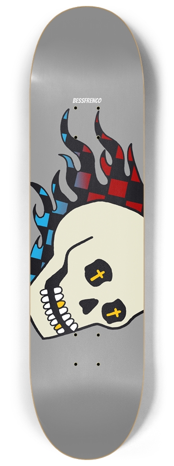 FLAMING SKULL 8-1/4 Skateboard Deck