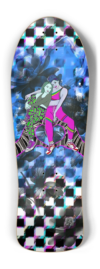 Urban Girl Vibes - Glitch Art Skateboard Old School Shape