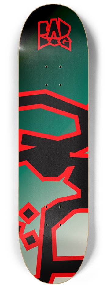 Bad Dog Logo board eye patch oversized Blue Green 8-1/4 Skateboard Deck