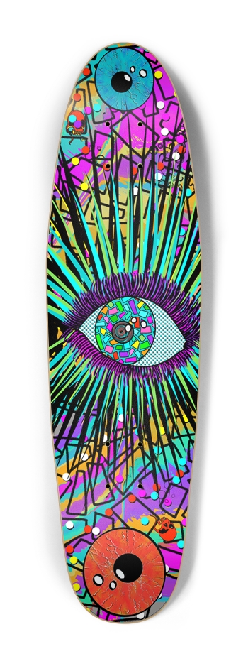 Neon Geometric Eye Catching Abstract Art Deck Cruiser Shape