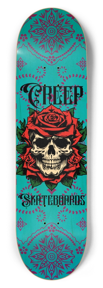Skull and Roses 8-3/4 Inch Skateboard