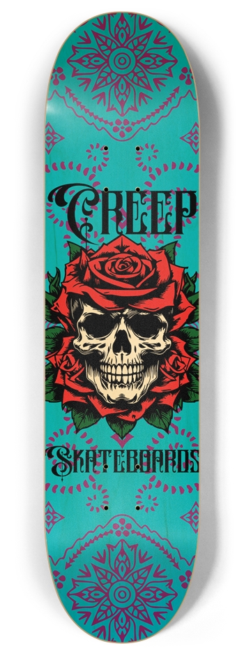 Skull and Roses 8 Inch Skateboard Deck