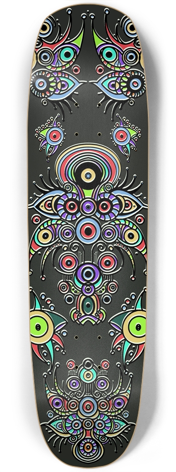 Glow in the Dark Vibrant Geometric Skateboard Deck Square Nose