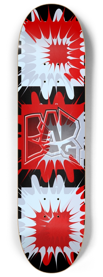 Bad Dog Boom/Splat Design – black, red 8-1/4 Skateboard Deck