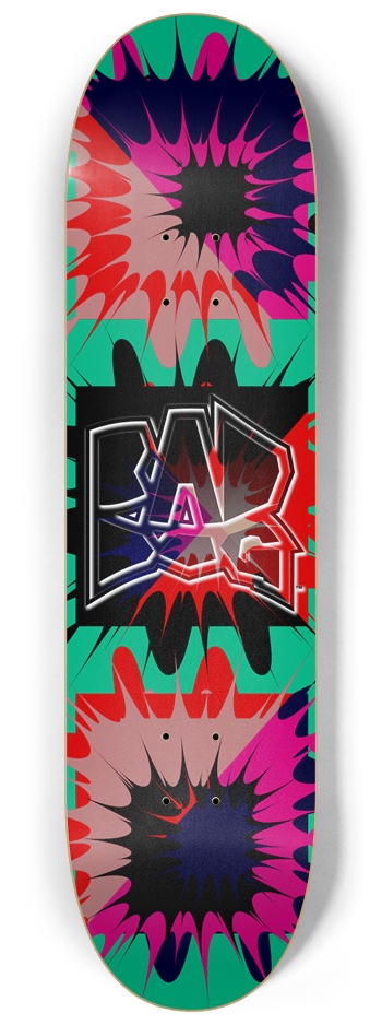 Bad Dog Boom/Splat – aqua, black, red 8-1/4 Skateboard Deck