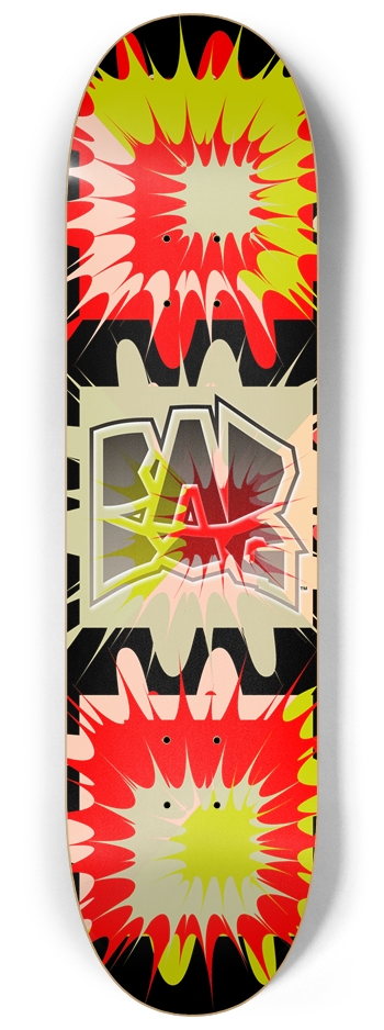 Bad Dog Boom/Splat  Design - red, black, lime 8-1/4 Skateboard Deck