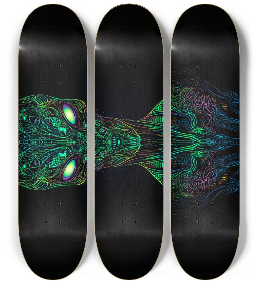 Abstract alien 3 deck series Skateboard Series 3 Deck Wall Series