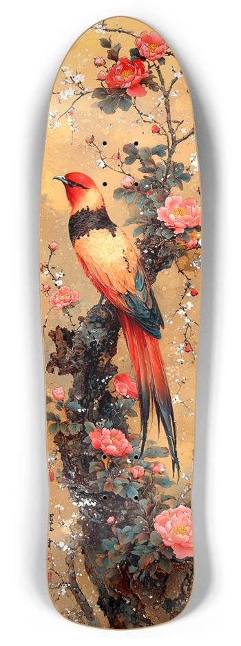 phoenix and peony flowersCustom Skateboard Retro Rocket