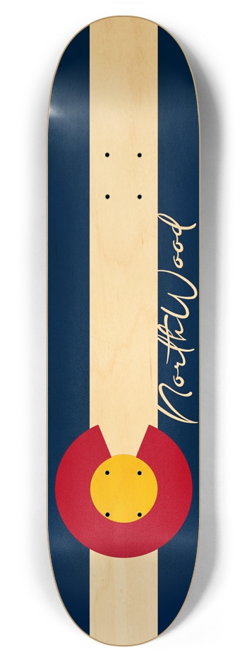 Colorado State Flag wood Grain 7-7/8 7-7/8 Skateboard Deck