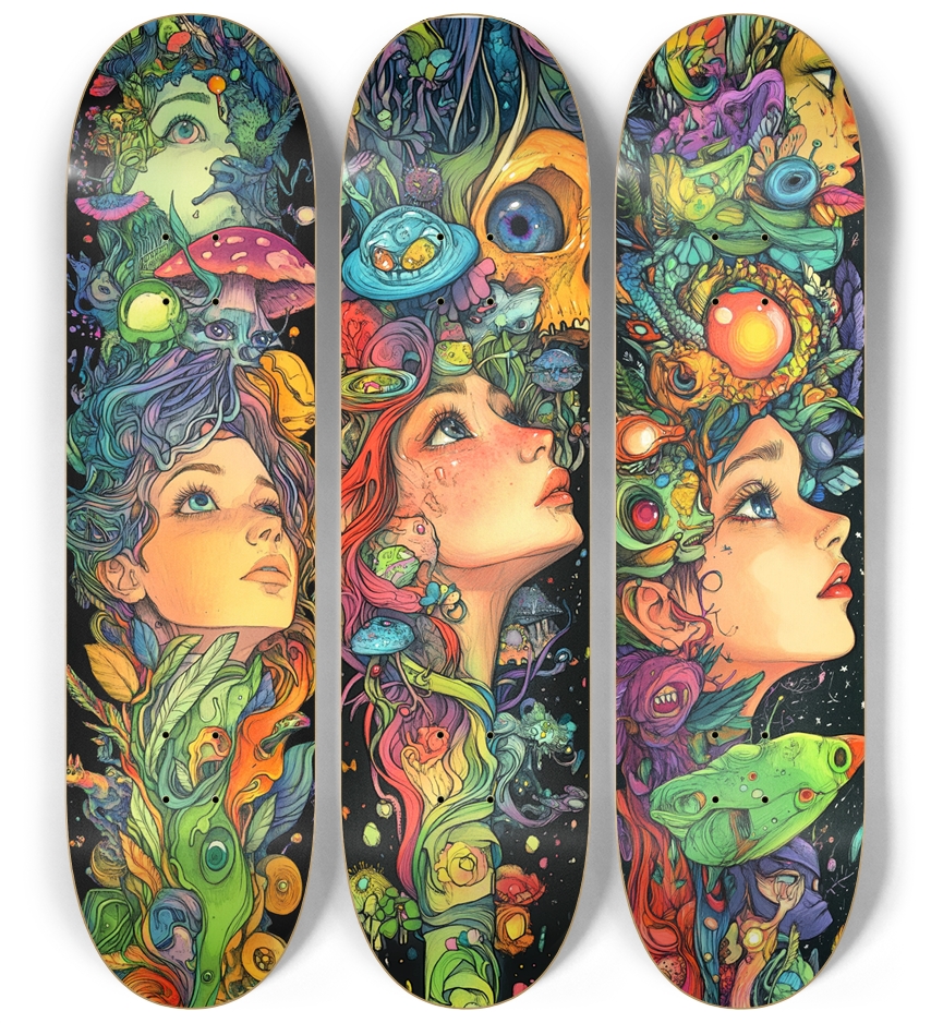 Little dreamer custom 3 decks skateboard Series 3 Deck Wall Series
