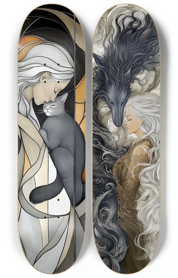Justlove custom 2 decks skateboard Series 2 Deck Wall Series