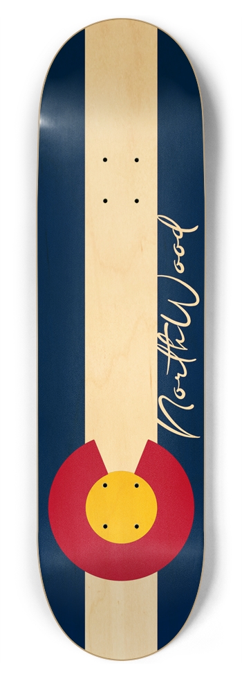 Colorado State Flag wood Grain 8-3/4 8-3/4 Inch Skateboard