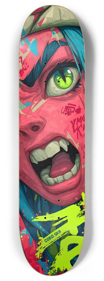 Pink Screaming Vintage Manga Skateboard 8 Inch Skateboard Deck