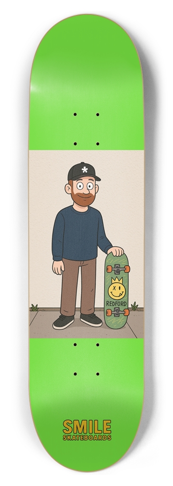 Smile Skateboards Redford “Cartoon Boy” 8.5 8-1/2 Skateboard Deck