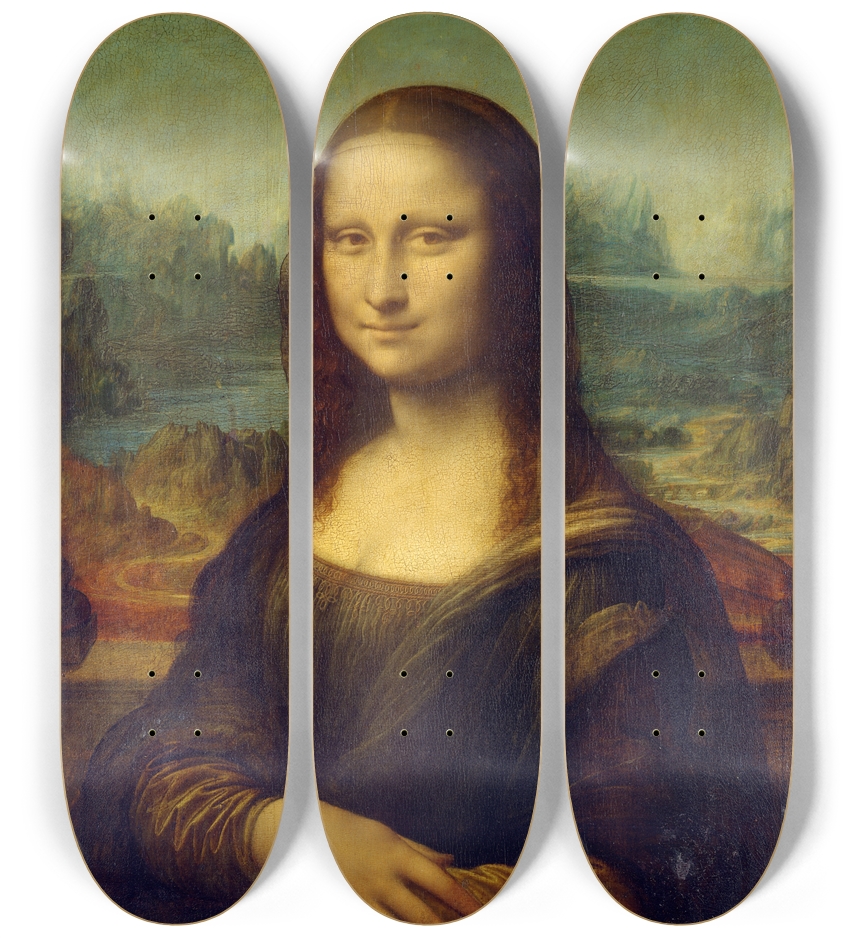 Mona Lisa Skateboard Da Vinci Wall Art 3 Deck Wall Series