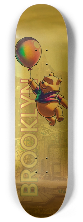 Floating in Brooklyn Gold Foil 8 Inch Skateboard Deck