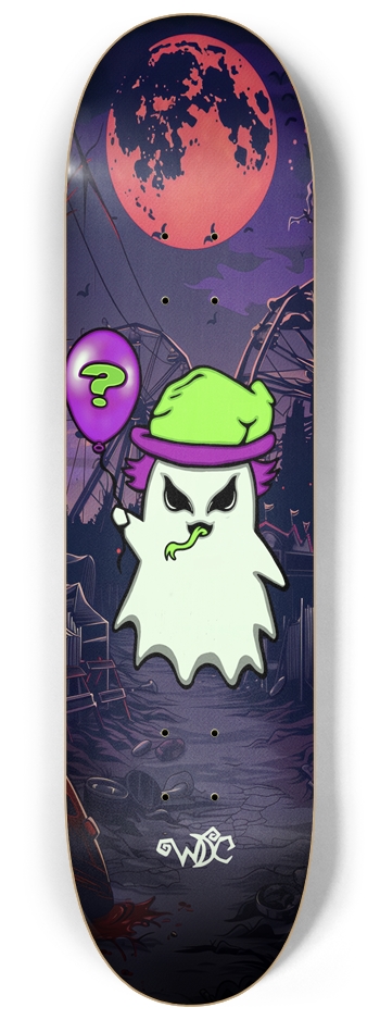 Riddle- Boo Glow in the Dark Skateboard 8-1/4 Skateboard Deck