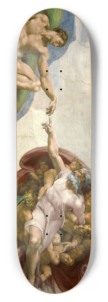 The Creation of Adam Skateboard Michaelangelo Skateboard 8-3/4 Inch Skateboard