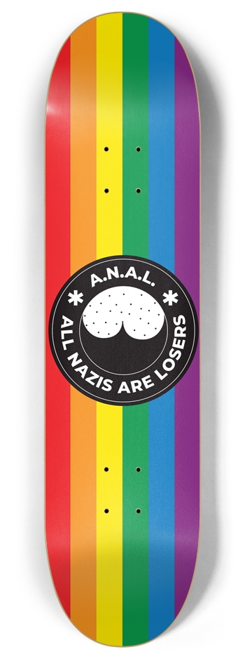 All Nazis Are Losers 7-Ply Canadian Maple Skateboard Deck | Anti-Trump Red & White Stripes 8 Inch Skateboard Deck