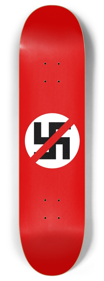 Anti-Nazi 7-Ply Canadian Maple Skateboard Deck | Red & White Stripes | Protest Deck 8 Inch Skateboard Deck
