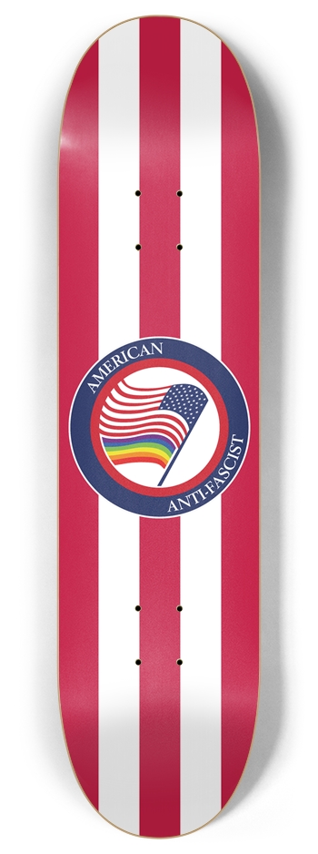 American Anti-Fascist 7-Ply Canadian Maple Skateboard Deck | Red & White Stripes, Pride Flag 8 Inch Skateboard Deck