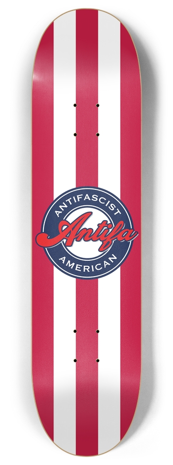 Antifascist American 7-Ply Canadian Maple Skateboard Deck | Bold Red & White Stripes 8 Inch Skateboard Deck