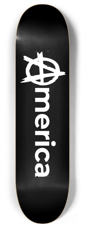 America 7-Ply Canadian Maple Skateboard Deck | Black Background & Anarchy Symbol Design 8 Inch Skateboard Deck