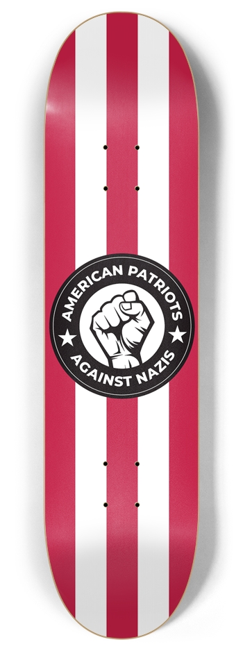 American Patriots Against Nazis 7-Ply Canadian Maple Skateboard Deck | Red & White Stripes 8 Inch Skateboard Deck