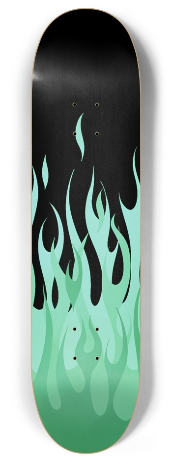 Green Flames Skateboard 8 Inch Skateboard Deck
