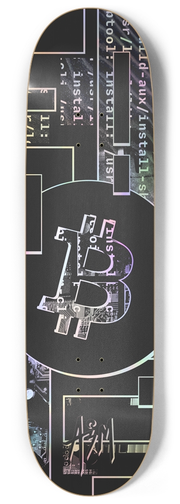 BTC Bitcoin - Texture (Holographic) 9 Inch Skateboard