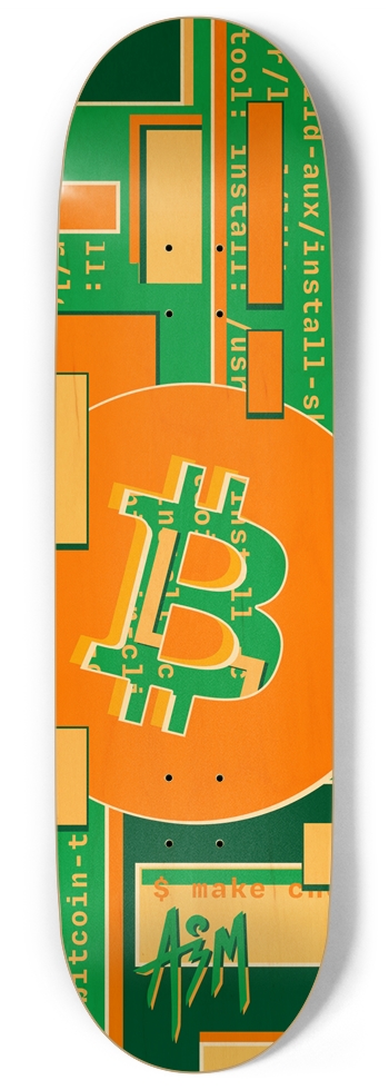 BTC Bitcoin - Old School Vibe (Natural) 9 Inch Skateboard