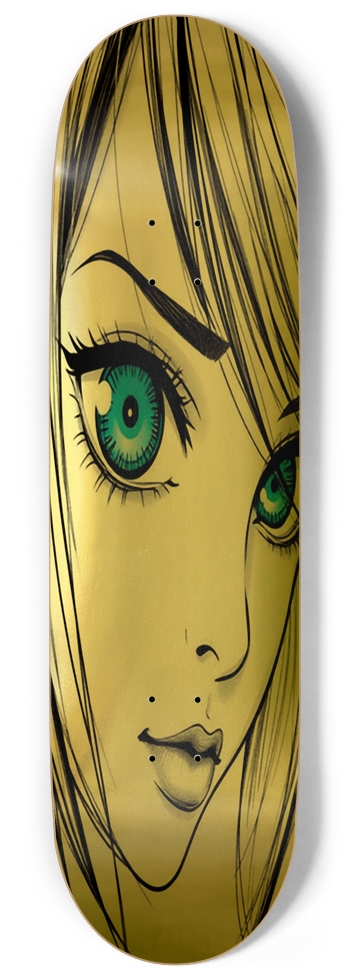WOW Anime Manga Girl 01 Gold Foil 9 Inch Skateboard
