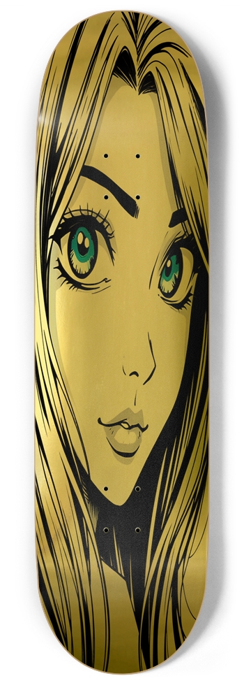 WOW Anime Manga Girl 02 Gold Foil 9 Inch Skateboard