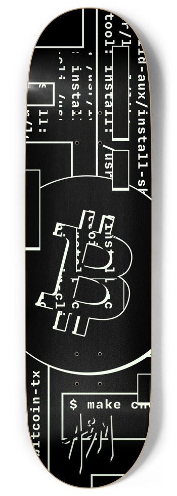 BTC Bitcoin - Simple 2-Color (Glow in Dark) 9 Inch Skateboard