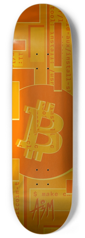 BTC Bitcoin - Orange (Gold Foil) 9 Inch Skateboard
