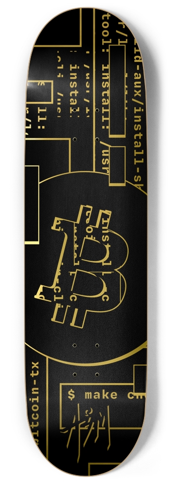 BTC Bitcoin - Simple 2-Color (Gold Foil) 9 Inch Skateboard
