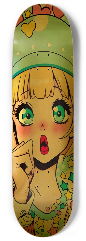 WOW ANIME MANGA GIRL RETRO POP 01 Gold Foil 9 Inch Skateboard