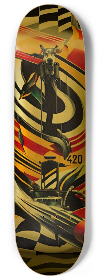 AGENT 420 ROLLER DECK 02 Gold Foil 9 Inch Skateboard